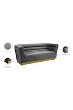 Meridian Furniture Bellini Contemporary Grey Velvet Sofa with Gold Steel Base