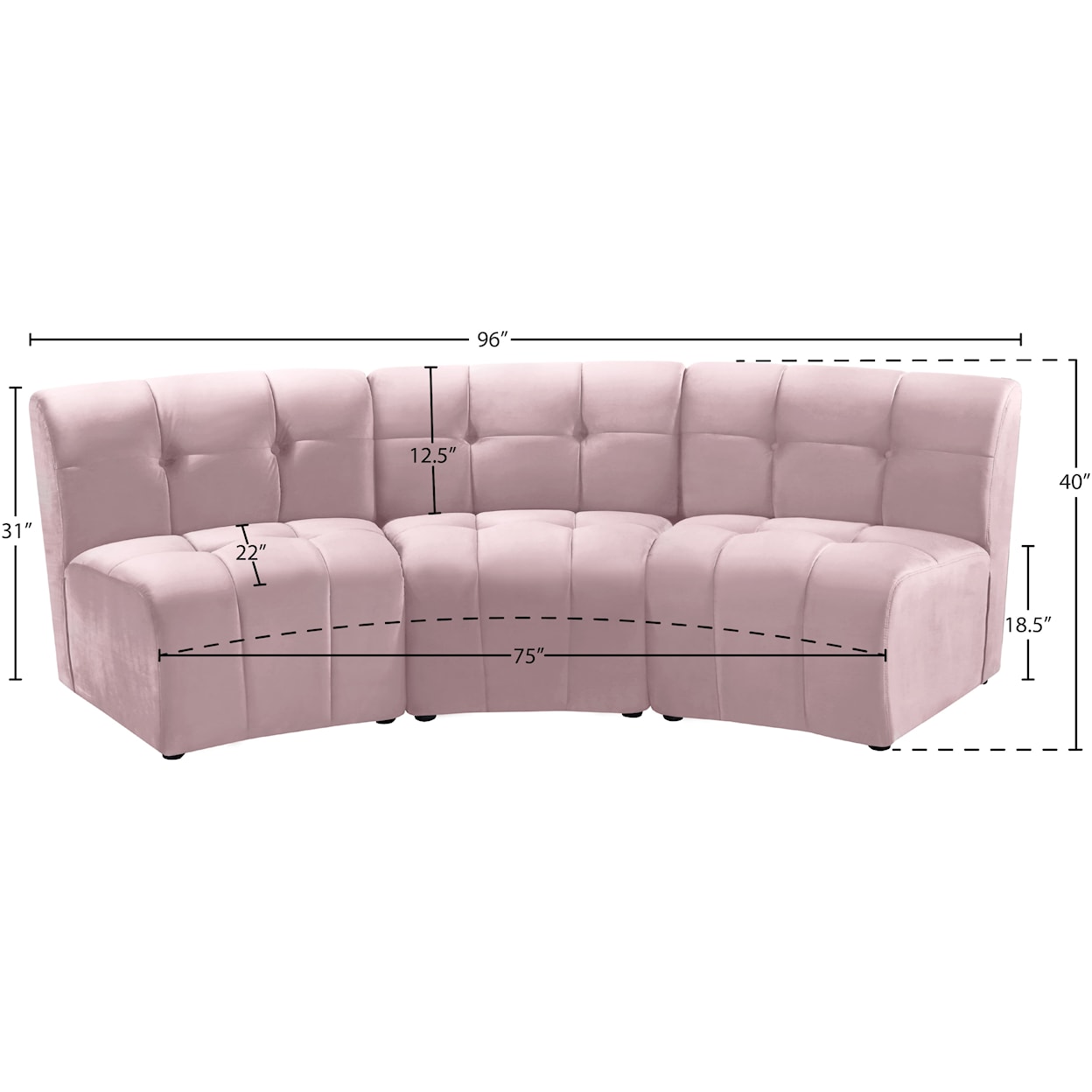 Meridian Furniture Limitless 3pc. Modular Sectional