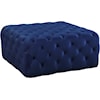 Meridian Furniture Ariel Navy Velvet Accent Ottoman with Tufting