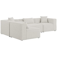 Cube Cream Durable Linen Textured Modular Sectional