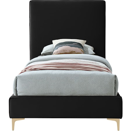 Contemporary Geri Twin Bed Black Velvet