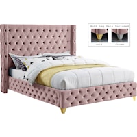 Savan Pink Velvet King Bed