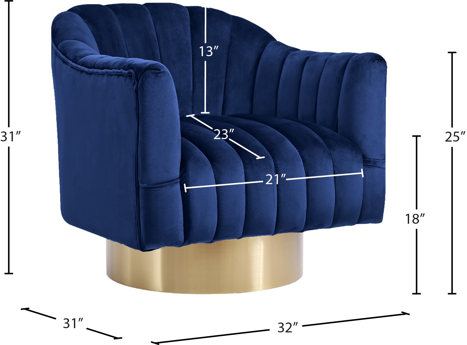 Meridian Furniture Farrah 520Navy Contemporary Velvet Upholstered