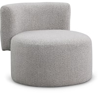 Contemporary Upholstered Taupe Boucle Fabric Accent Chair
