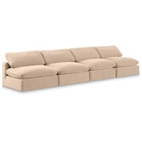 Comfy Beige Velvet Modular Sofa