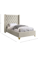 Meridian Furniture Barolo Contemporary Upholstered Navy Velvet Twin Bed