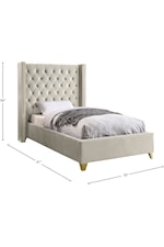 Meridian Furniture Barolo Contemporary Upholstered Pink Velvet Queen Bed