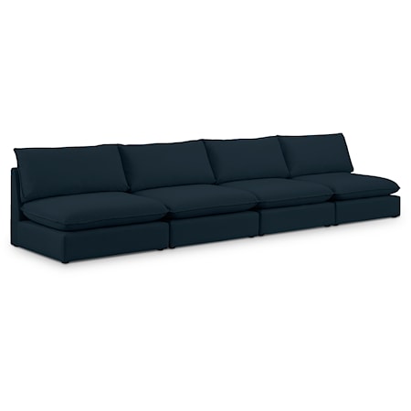 Mackenzie Navy Durable Linen Textured Modular Sofa