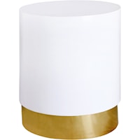 Contemporary White End Table with Gold Base