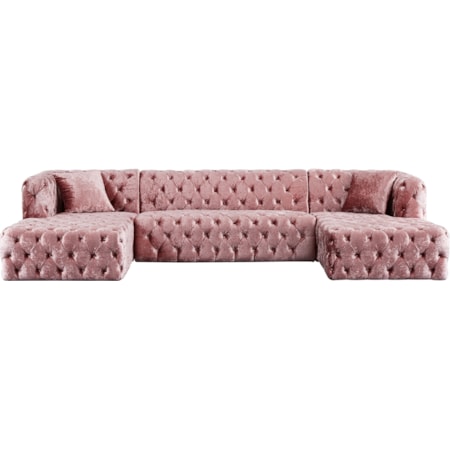 3-Piece Velvet Sectional Sofa with Tufting