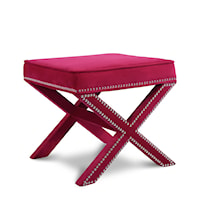 Nixon Pink Velvet Ottoman/Bench