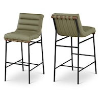 Burke Olive Green Faux Leather Bar Stool