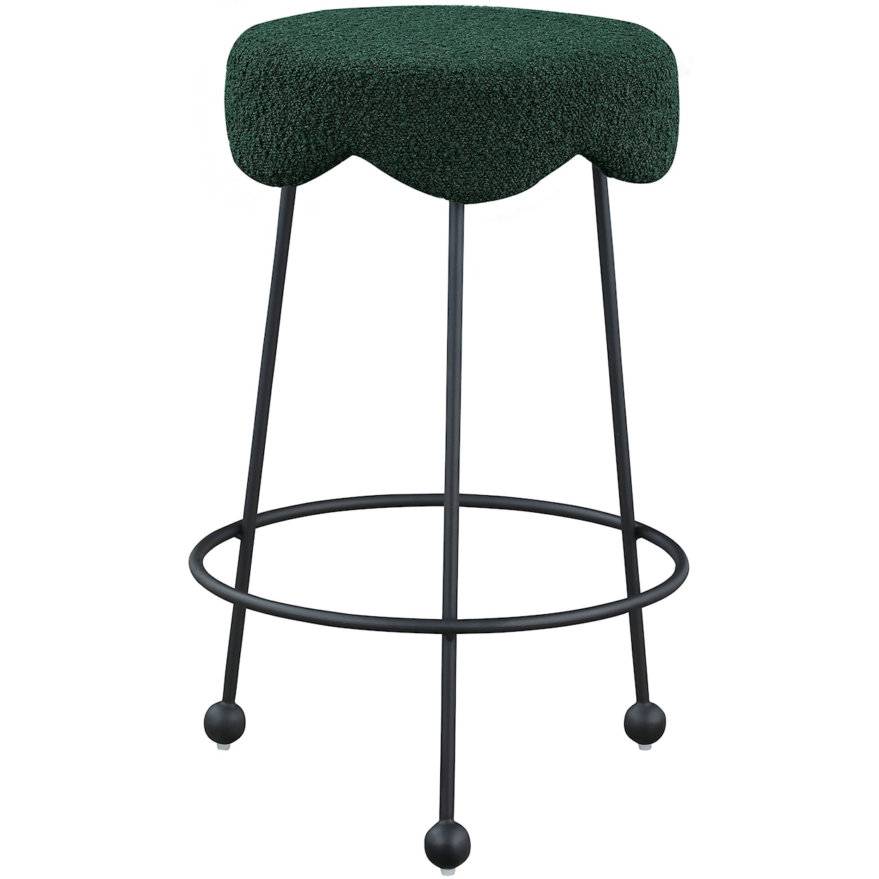 Meridian Furniture Fleur Upholstered Green Boucle Counter Stool