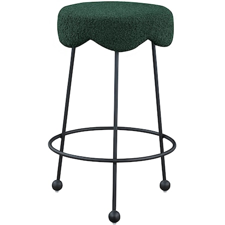 Upholstered Green Boucle Counter Stool