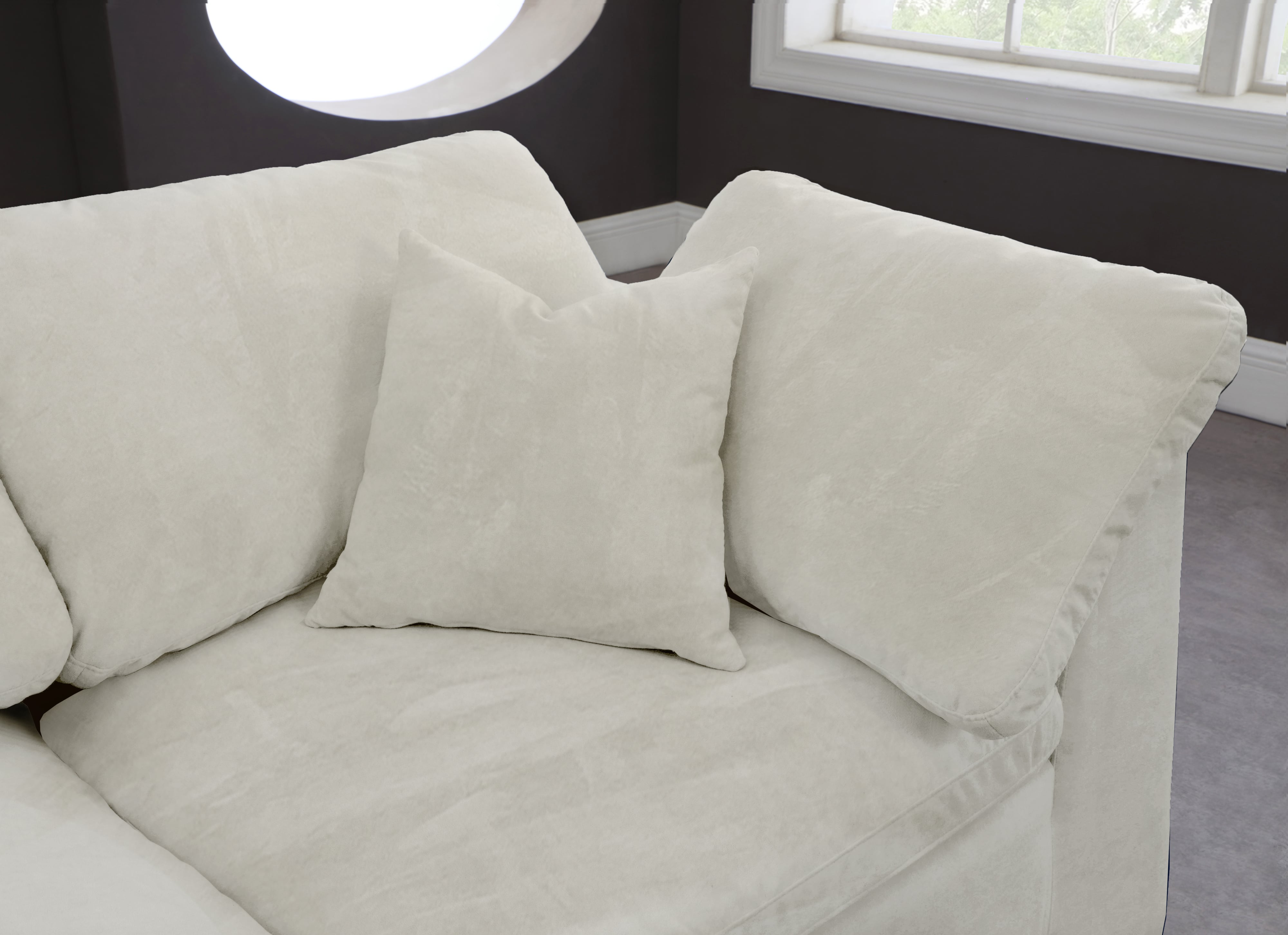 Meridian Furniture Cozy 634CreamSec5C Cozy Cream Velvet CloudLike