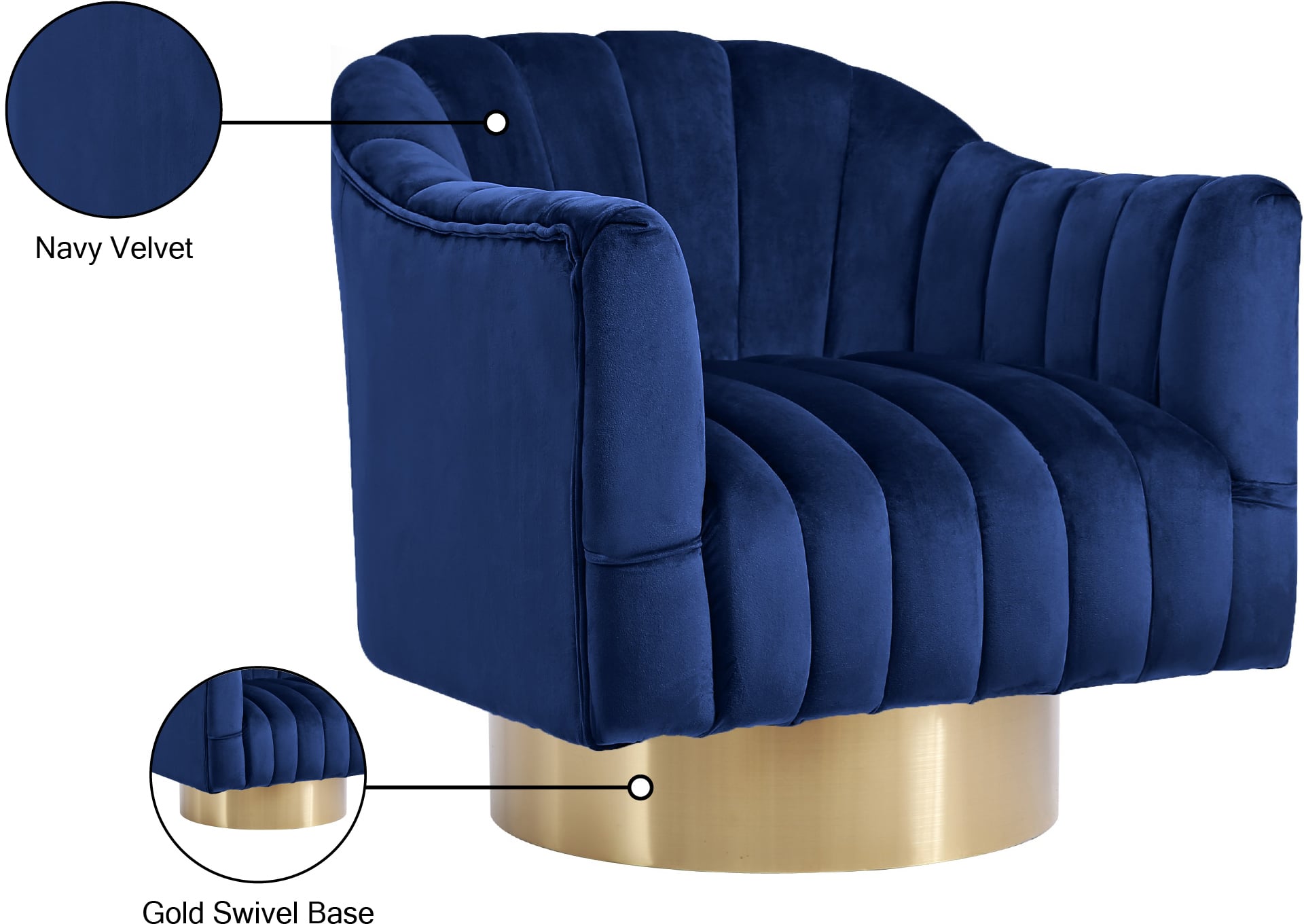 Meridian Furniture Farrah 520Navy Contemporary Velvet Upholstered