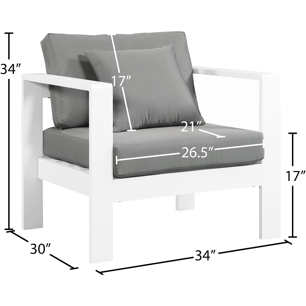 Meridian Furniture Nizuc Aluminum Arm Chair