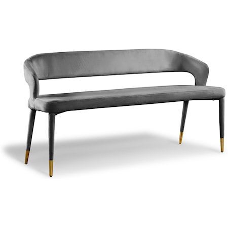 Upholstered Grey Velvet Bench