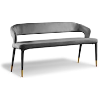Contemporary Upholstered Grey Velvet Bench