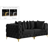 Tremblay Black Velvet Modular Sofa