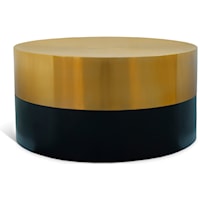 Contemporary 32" Metal Round Coffee Table with Gold Top