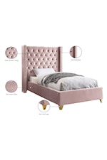 Meridian Furniture Barolo Contemporary Upholstered Pink Velvet King Bed