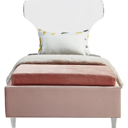 Contemporary Ghost Twin Bed Pink Velvet