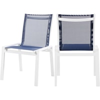 Nizuc Navy Mesh Water Resistant Fabric Outdoor Patio Aluminum Mesh Dining Chair