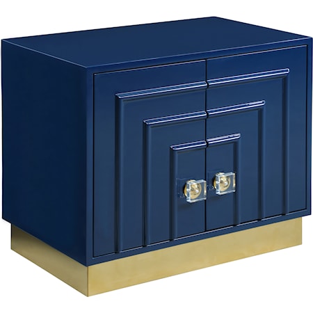 Navy Lacquer Side Table with Gold Base
