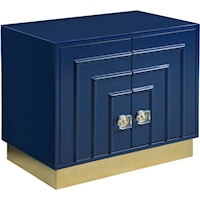 Contemporary Navy Lacquer Side Table with Gold Base
