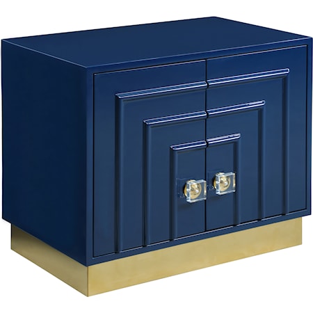  Navy Lacquer Side Table with Gold Base