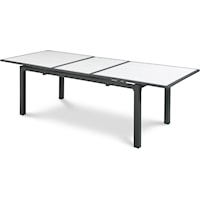 Nizuc White Wood Look Accent Paneling Outdoor Patio Aluminum Dining Table