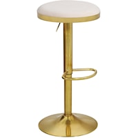 Contemporary Velvet Adjustable Stool with Gold Base