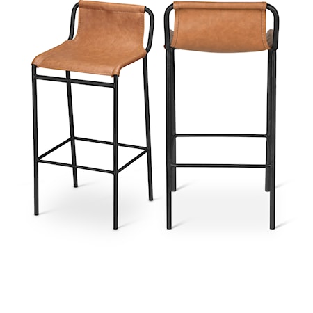 Cognac Faux Leather Counter Stool