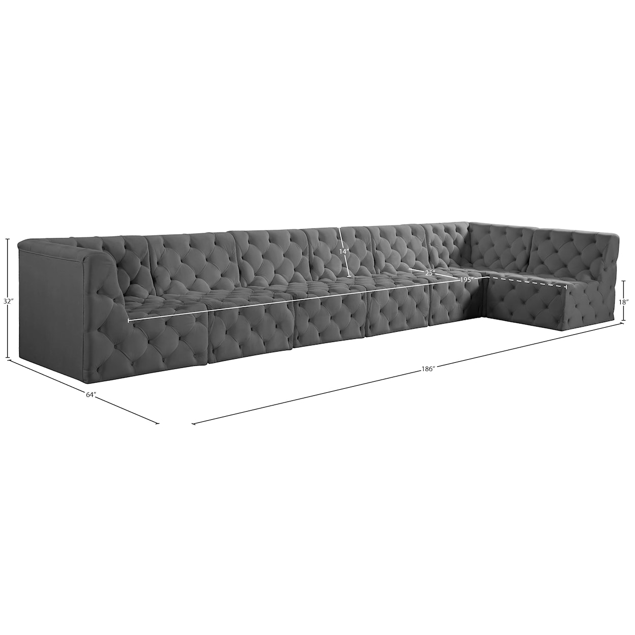 Meridian Furniture Tuft Modular Sectional