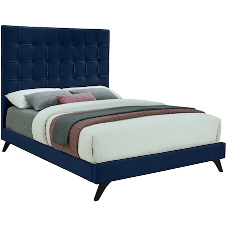 Transitional Velvet Upholstered Full Bed with Button Tufting 