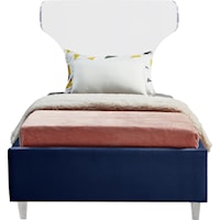 Contemporary Ghost Twin Bed Navy Velvet