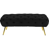 Contemporary Armless Button Tufted Velvet Bench 