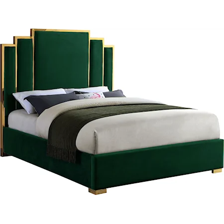 Hugo Green Velvet Queen Bed