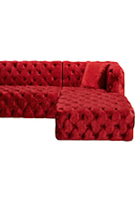 Meridian Furniture Coco 3-Piece Red Velvet Sectional Sofa with Tufting