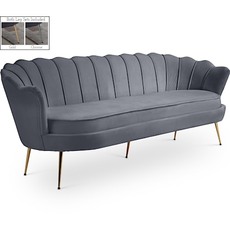 Contemporary Gardenia Sofa Grey Velvet