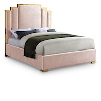Hugo Pink Velvet Queen Bed