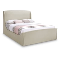 Tess Cream Velvet Queen Bed (3 Boxes)