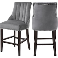 Oxford Grey Velvet Stool