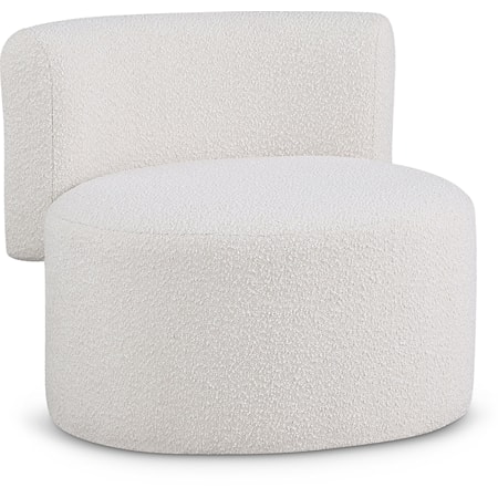 Upholstered Cream Boucle Fabric Accent Chair