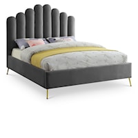 Lily Grey Velvet Queen Bed