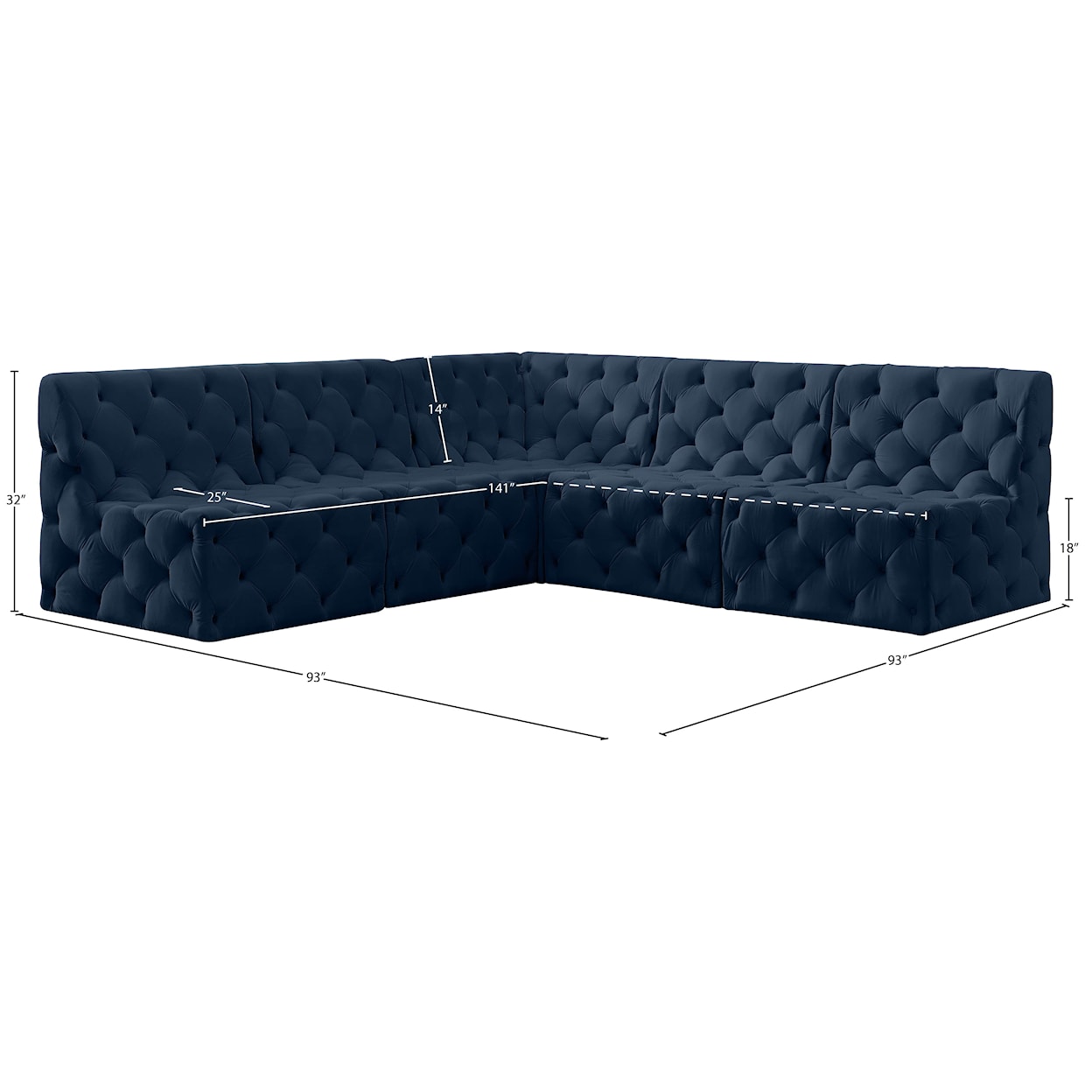 Meridian Furniture Tuft Modular Sectional