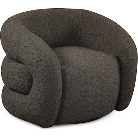 Roxbury Brown Boucle Fabric Swivel Accent Chair