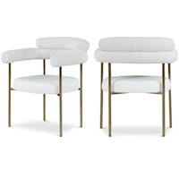 Contemporary Cream Fabric and Faux Leather Dining Chair