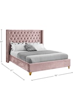 Meridian Furniture Barolo Contemporary Upholstered Green Velvet King Bed